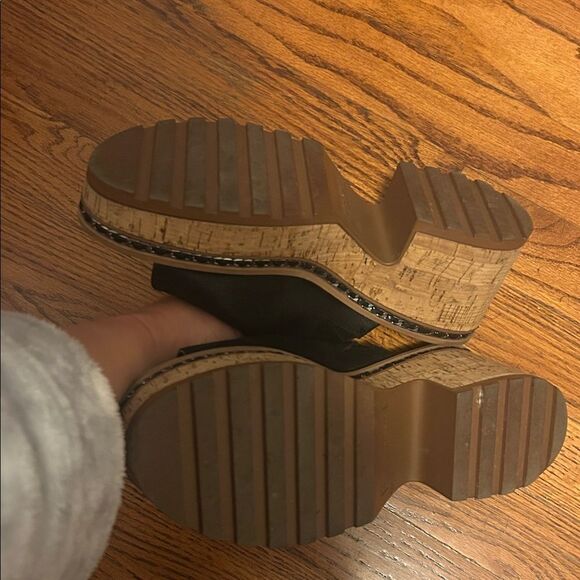 Karl Lagerfeld Black Leather Cork Mules - Picture 5 of 7